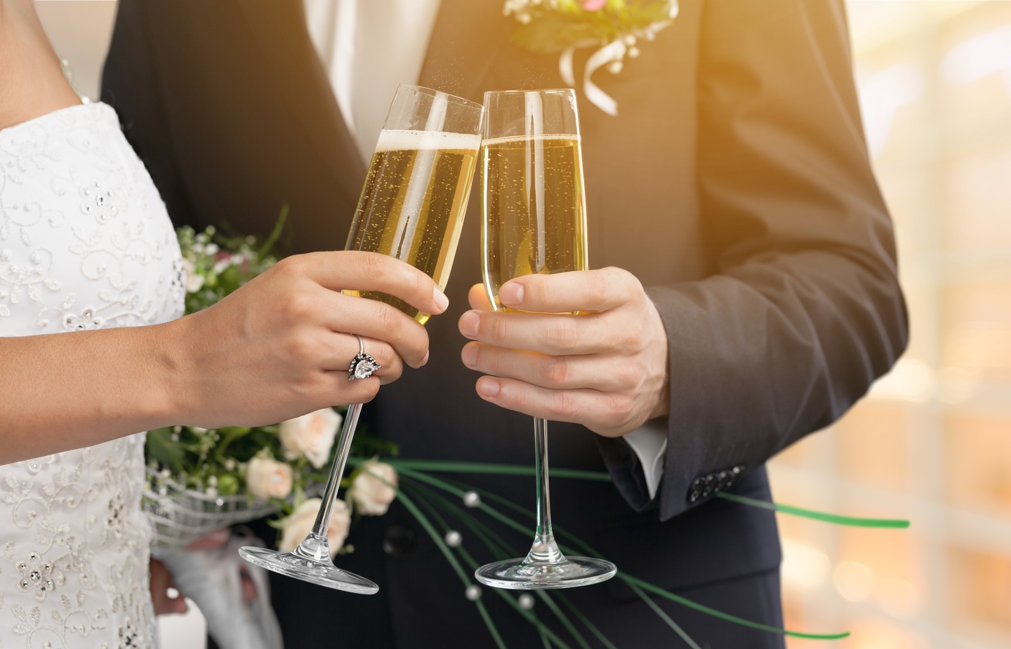 Young beautiful couple in wedding day
